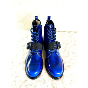 NWOB Cecelia New York Hayden Cobalt Blue Leather Ankle Boots Women Size 5.5M